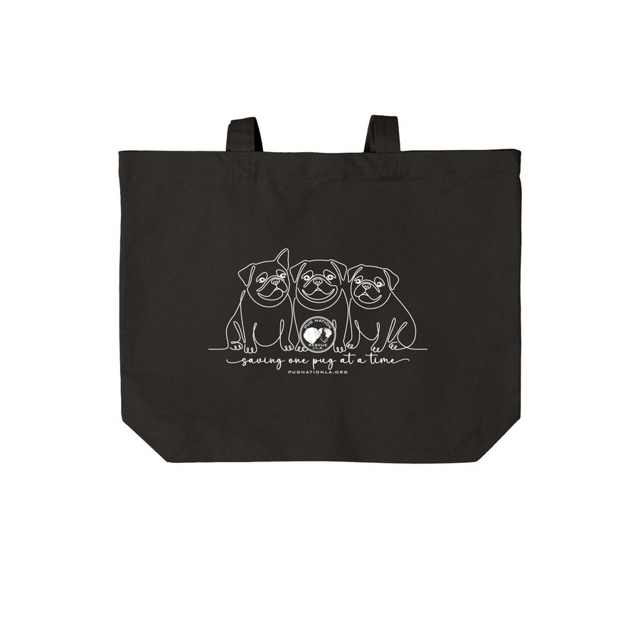 Simple Pug Tote Bag. Big Impact., a Deep Black Cotton Canvas Tote Bag