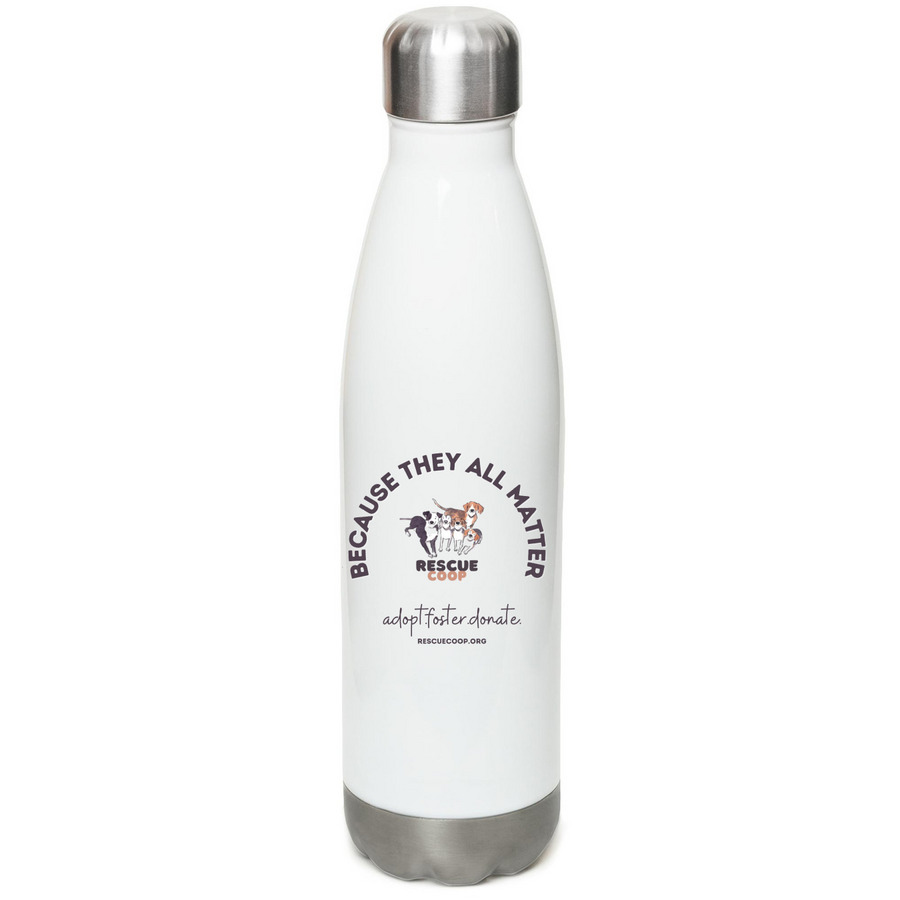 Rescue Coop Water Bottle: They All Matter, a White Stainless Steel Water Bottle