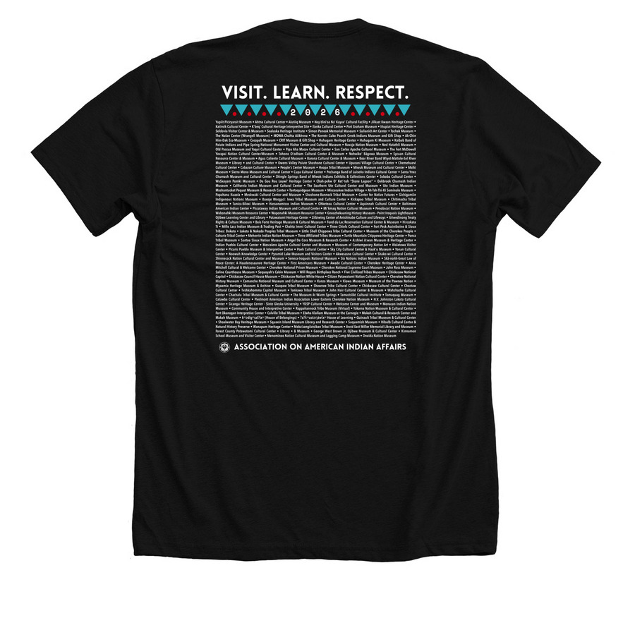 Tribal Museums, a Solid Black Blend Premium Unisex Tee (back-view)