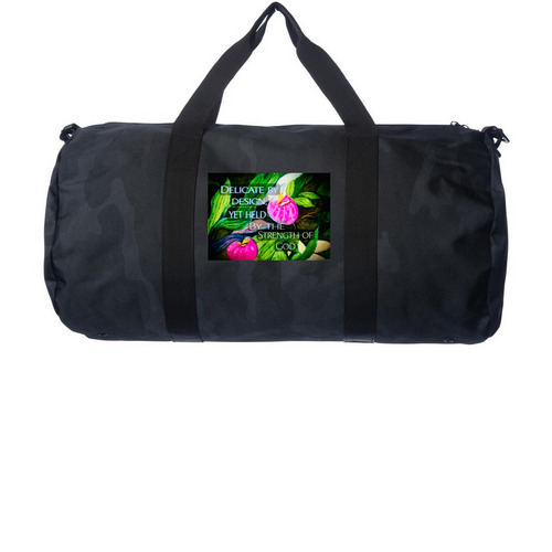 Held by God duffle bag, a Black Camo Day Tripper Duffel Bag