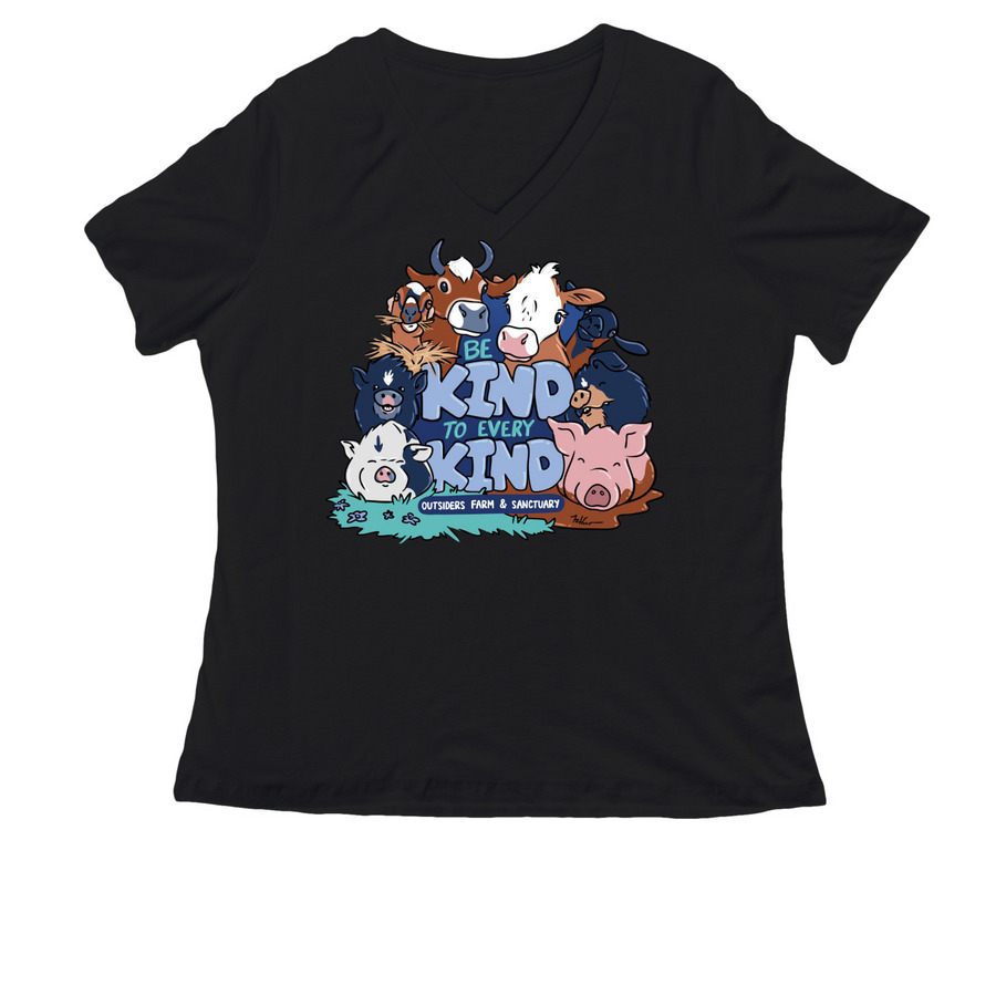 Be Kind to Every Kind, a Black Women's Relaxed V-Neck Tee