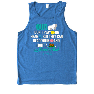 TGPR 25th Anniversary Ts #6 We Ain't Playin', a Azure Blue Allmade Eco Triblend Tank