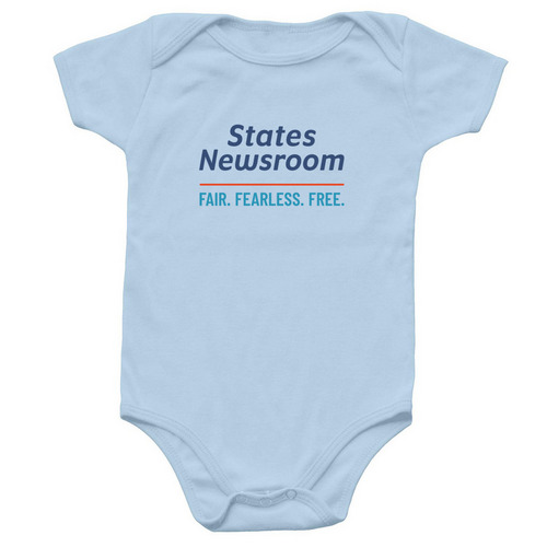 A wee bit of news - front only, a Light Blue Infant Onesie