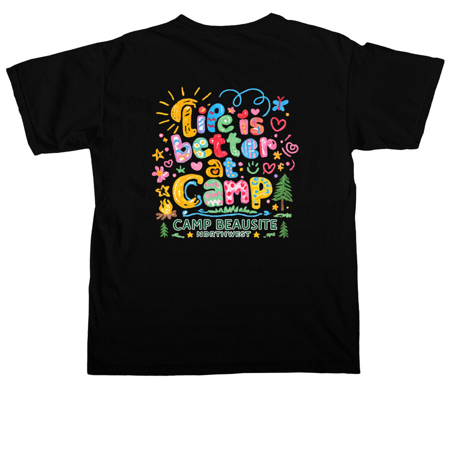 Life is better at CBNW, a Black Comfort Colors Unisex Tee (back-view)