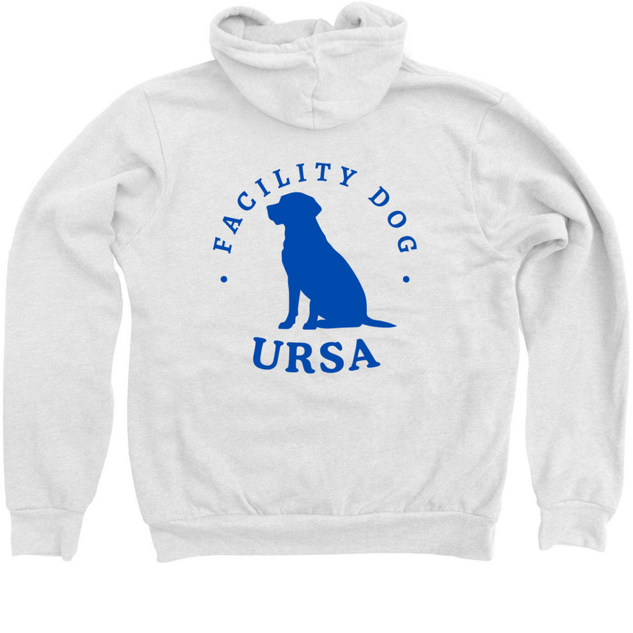 Ursa, a White Zip Up Hoodie (back-view)