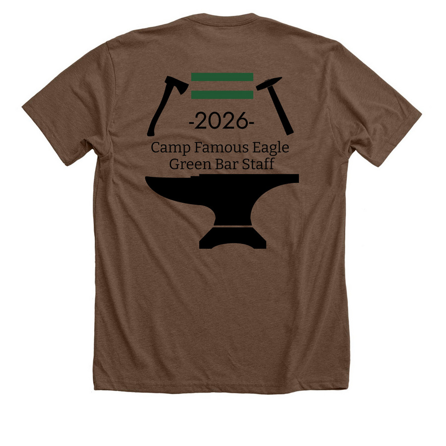 Greenbar Shirt, a Heather Brown Premium Unisex Tee (back-view)