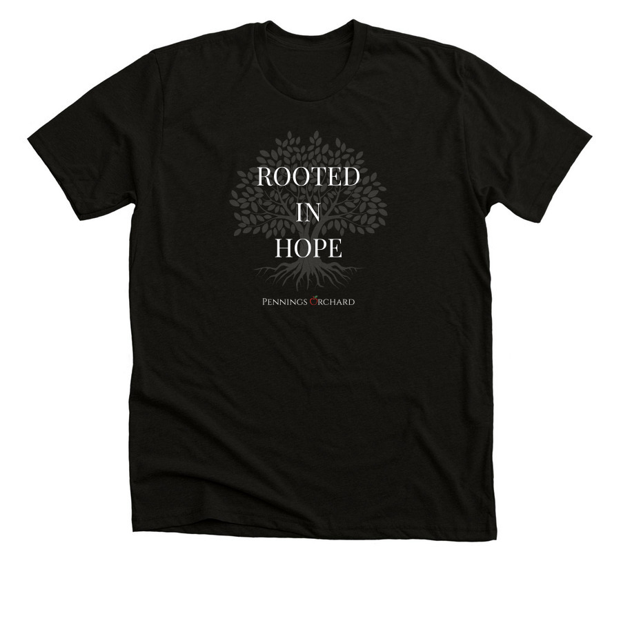 Rooted in Hope, a Black Heather Premium Unisex Tee