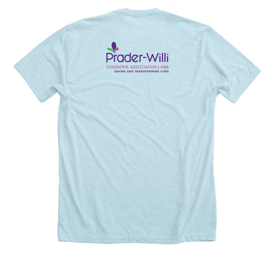 PWS is rare HOPE is not! Adult Shirts, a Heather Ice Blue Premium Unisex Tee (back-view)