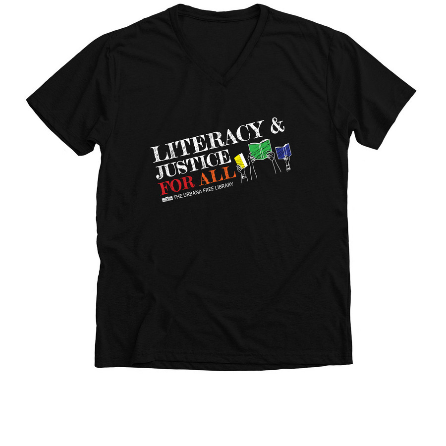 Literacy & Justice For All, a Solid Black Blend Premium V-Neck Tee