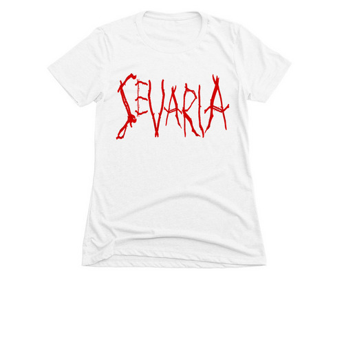 SEVARIA logo, a White Women's Slim Fit Tee