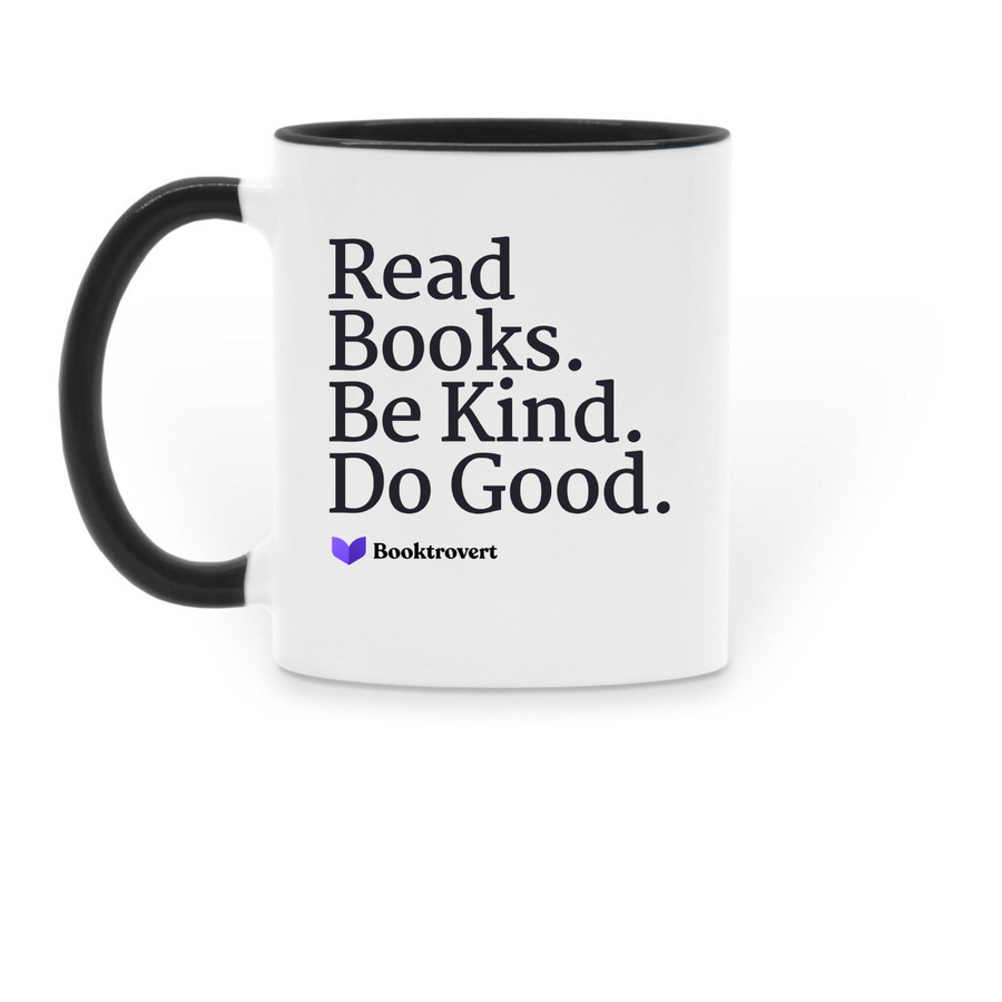A Booktrovert's Manifesto, a Black Two-Tone Ceramic Mug (back-view)