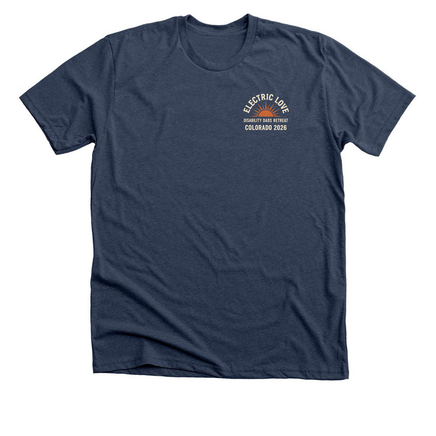 Electric Love Dads Retreat, a Heather Navy Premium Unisex Tee