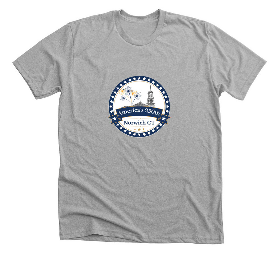 America's 250th Norwich CT, a Athletic Heather Premium Unisex Tee