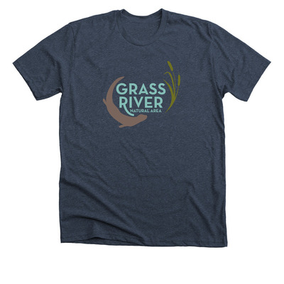 GR Alternate Logo, a Heather Midnight Navy Premium Unisex Tee