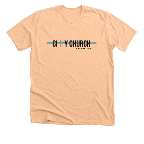 City Church Stripe, a Heather Peach Premium Unisex Tee