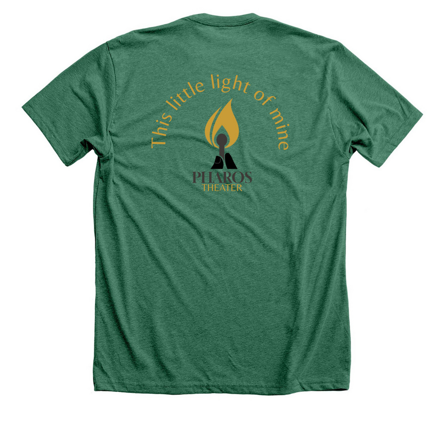 Pharos Theater, a Heather Grass Green Premium Unisex Tee (back-view)