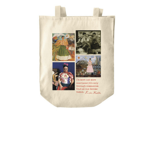 Frida Communist Collage Tote, a Natural Over-the-Shoulder Shopping Tote Bag