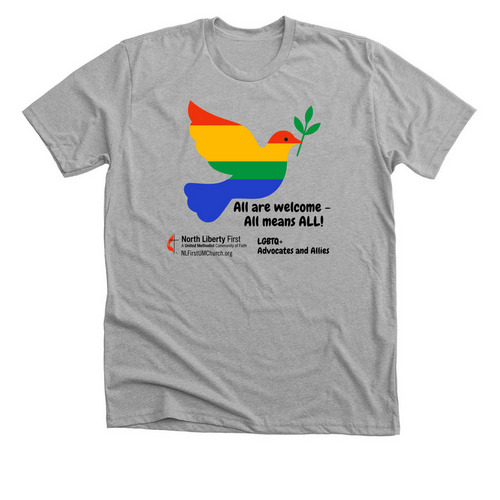 North Liberty First UMC Pride Month, a Athletic Heather Premium Unisex Tee