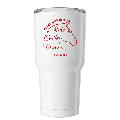 AHEAD With Horses Motto Tumbler, a White Insulated Tumbler