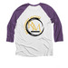 We're Still About That Life, a Purple Rush and Heather White 3/4 Sleeve Baseball Tee (back-view)