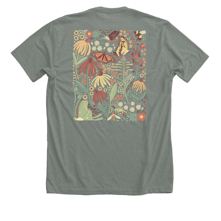 Pollinate, a Deep Heather Premium Unisex Tee (back-view)