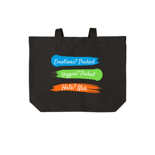 Hate? Nah., a Deep Black Cotton Canvas Tote Bag