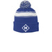 POM BEANIE M, a True Royal/ White Printed Stripe Pom-Pom Beanie