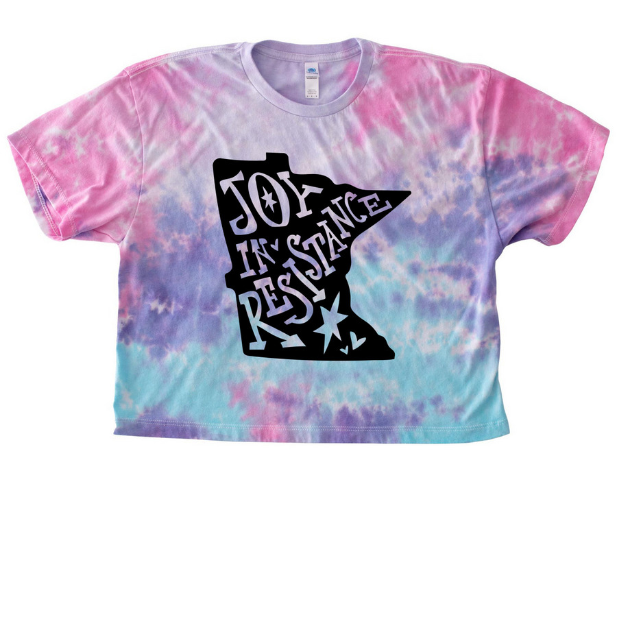 Joy in Resistance-Black, a Cotton Candy Women's Tie Dye Cropped Tee