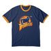 WORRIERS (Front), a Navy/ Gold Cotton Ringer Tee