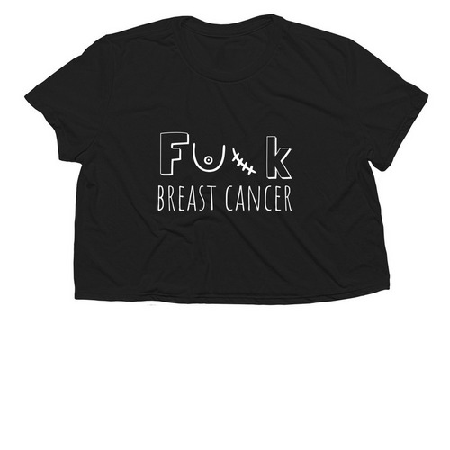 F*CK BREAST CANCER - CROPPED, a Black Women?s Flowy Cropped Tee