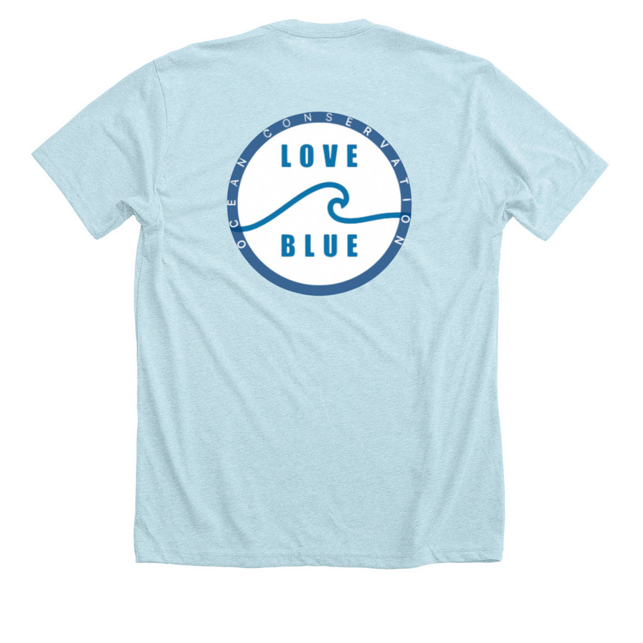 OG Logo, a Heather Ice Blue Premium Unisex Tee (back-view)
