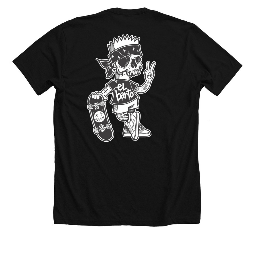 MY NAME IS: EL BARTO, a Solid Black Blend Premium Unisex Tee (back-view)