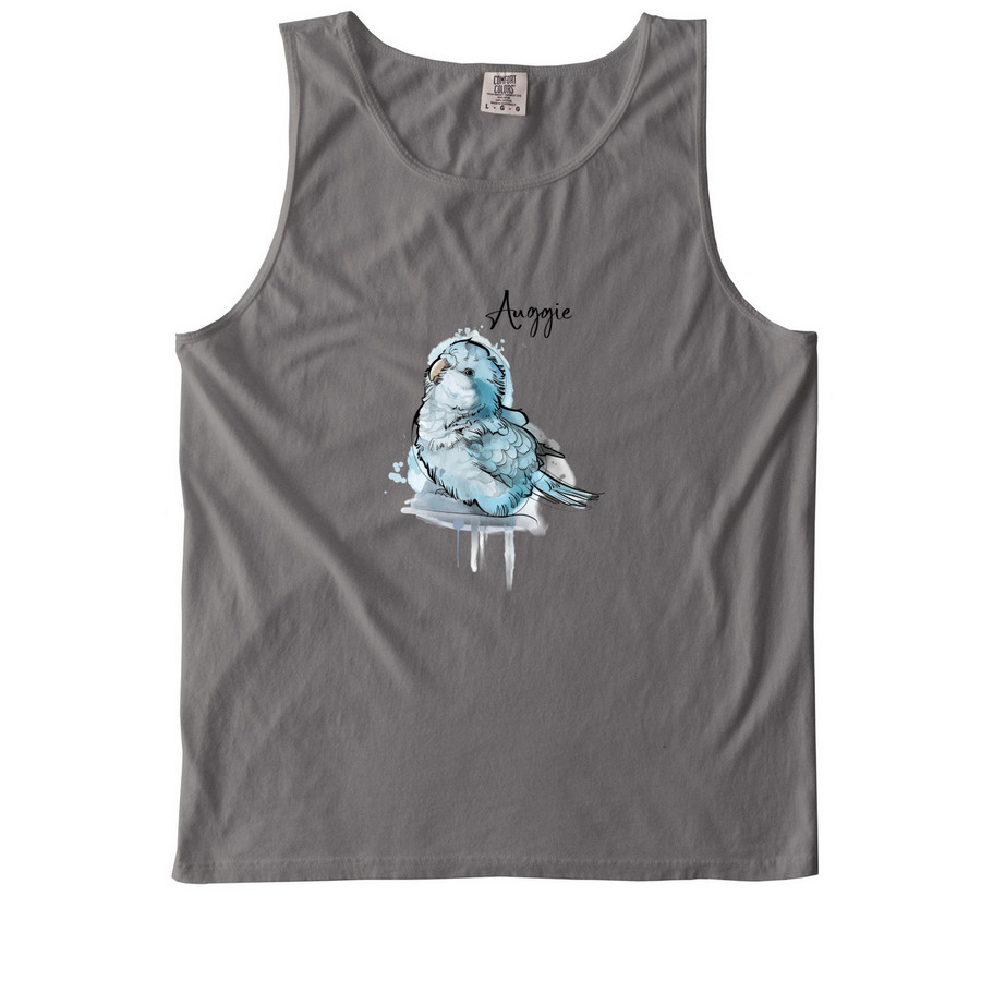 Auggie Watercolor Tee, a Grey Comfort Colors Tank Top