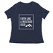 Faith Like A Mustard Seed, a Navy Women's Relaxed V-Neck Tee