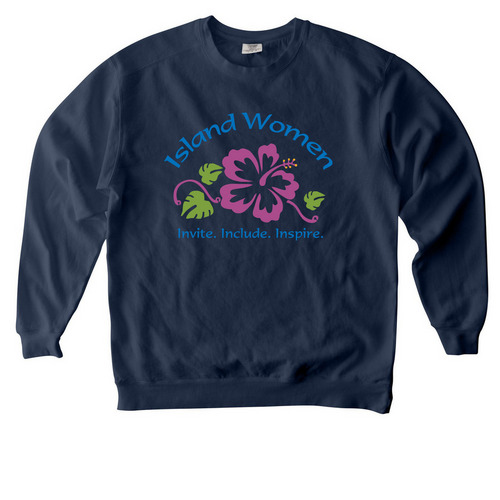 Island Women Sweatshirt, a True Navy Comfort Colors Crewneck Sweatshirt