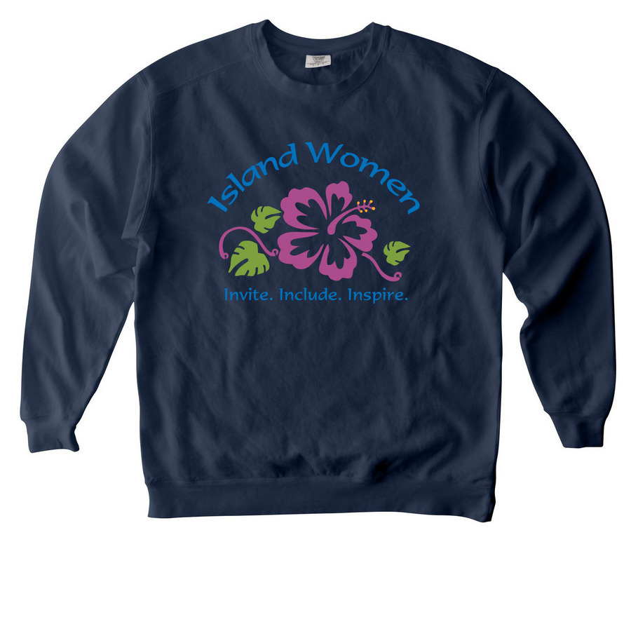 Island Women Sweatshirt, a True Navy Comfort Colors Crewneck Sweatshirt