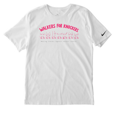 Walkers For Knockers, a White Nike Dri-FIT Jersey Blend Performance Tee