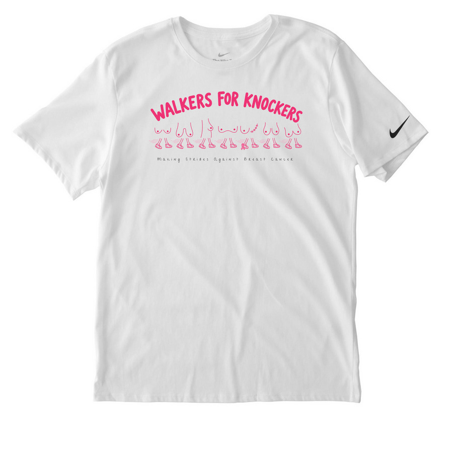 Walkers For Knockers, a White Nike Dri-FIT Jersey Blend Performance Tee