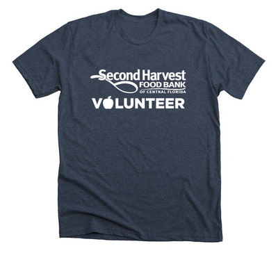 Second Harvest Volunteer, a Heather Midnight Navy Premium Unisex Tee