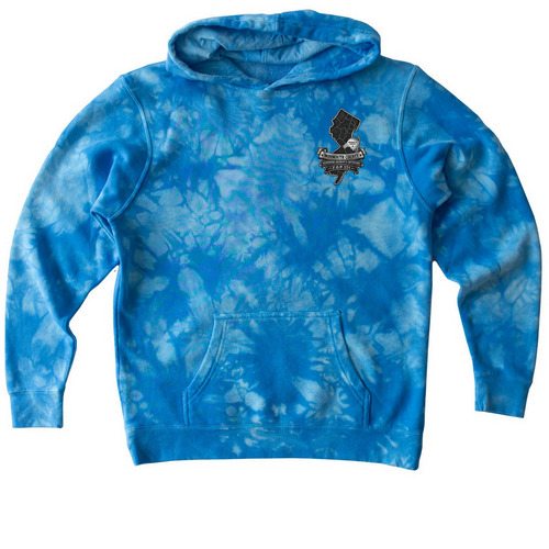 Boardwalk Bigfoot, a Aqua Blue Youth Tie Dye Pullover Hoodie