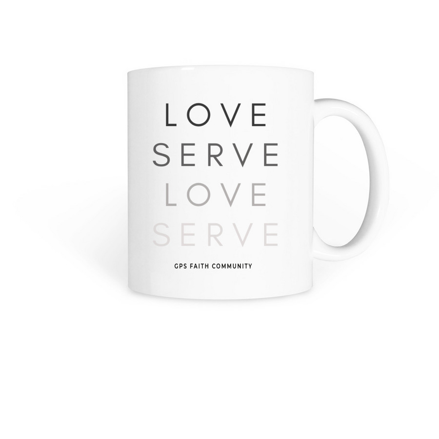 Love Serve Mug, a White Coffee Mug