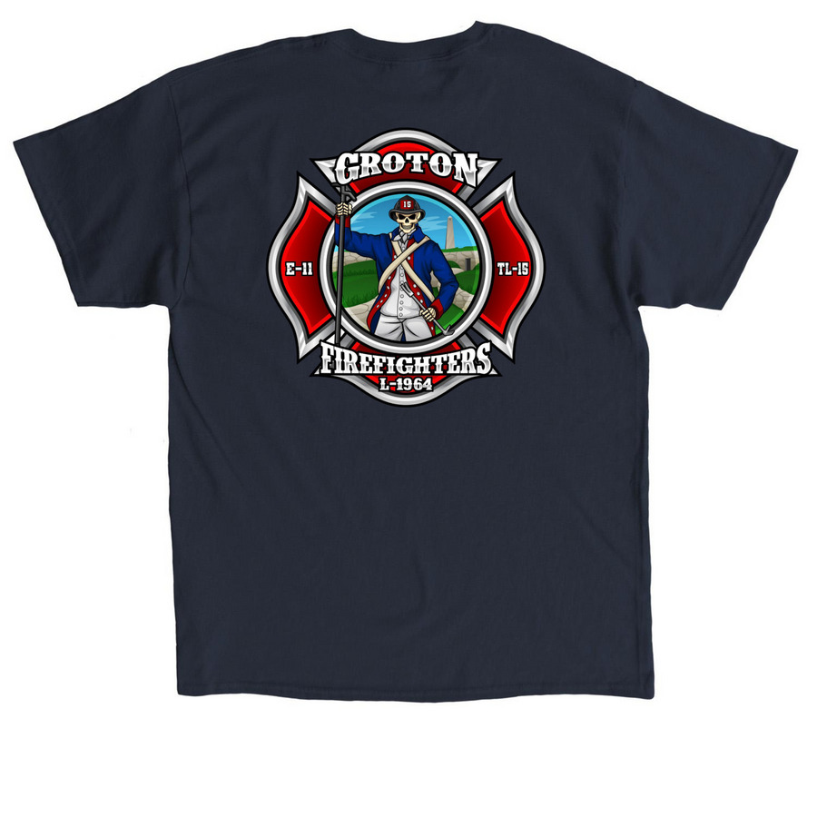 Local 1964 Battle Logo, a Navy Classic Unisex Tee (back-view)