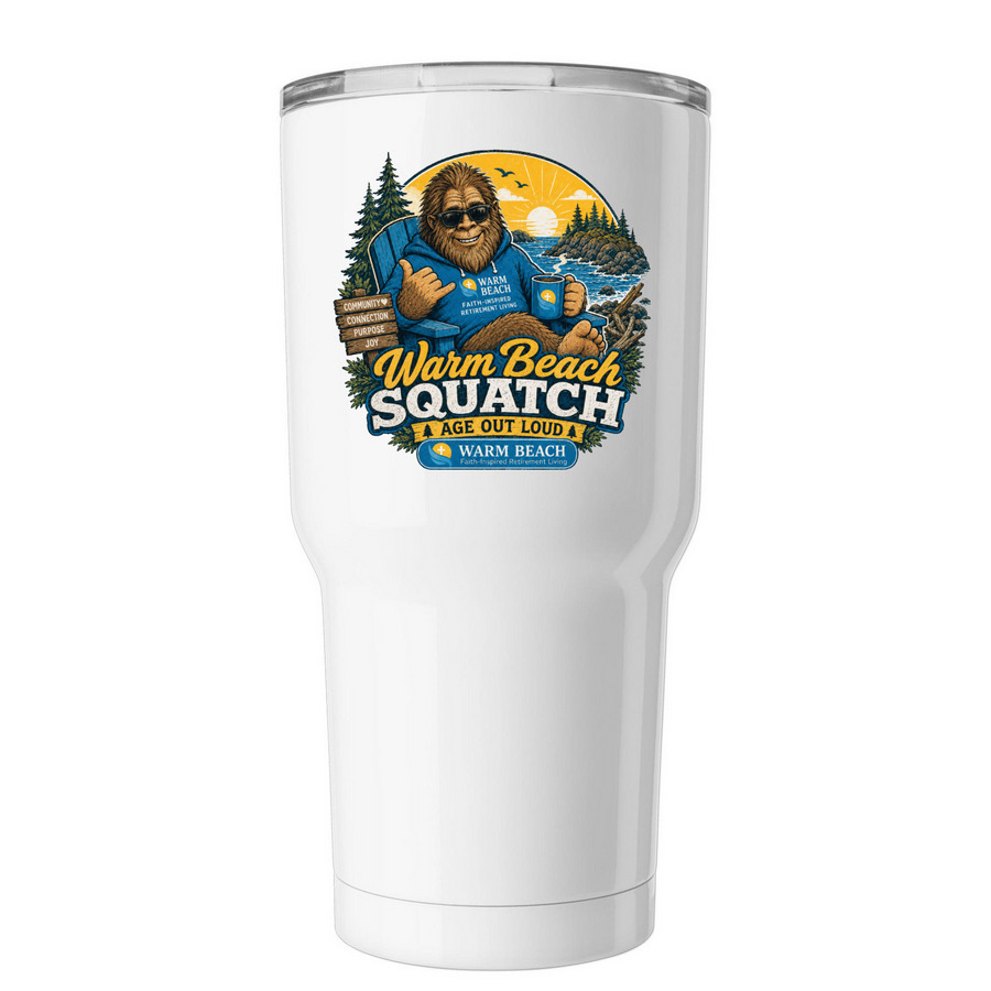Warm Beach Squatch 30 oz Insulated Tumbler, a White Insulated Tumbler