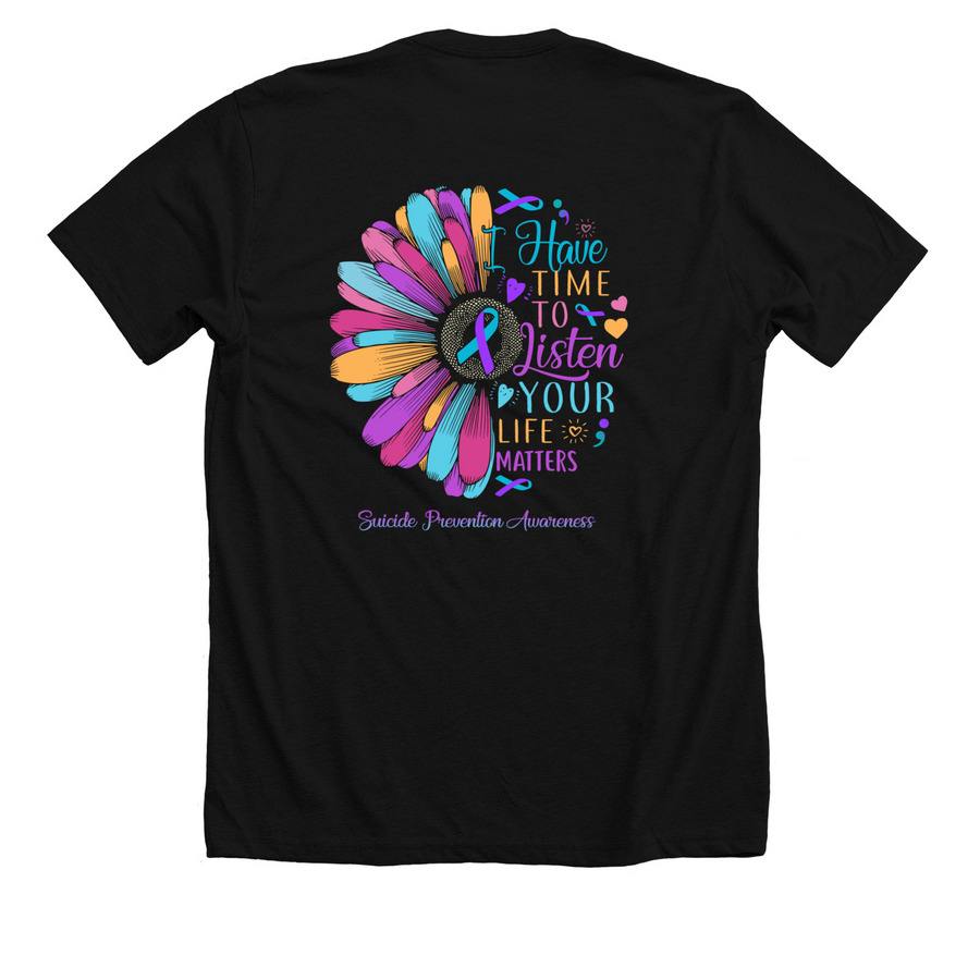 2026 Out of the Darkness fundraiser, a Solid Black Blend Premium Unisex Tee (back-view)