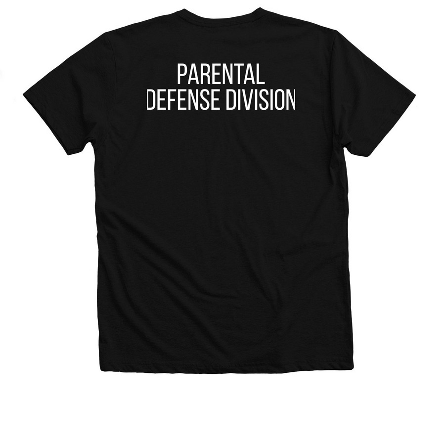 DEFEND - Parental Defender Division, a Solid Black Blend Premium V-Neck Tee (back-view)