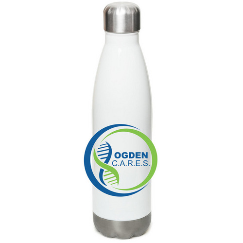 Ogden C.A.R.E.S. Logo Water bottle, a White Stainless Steel Water Bottle