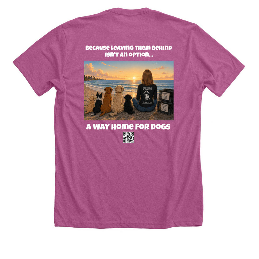 (Volunteers) We don't leave them behind, a Heather Magenta Premium Unisex Tee (back-view)