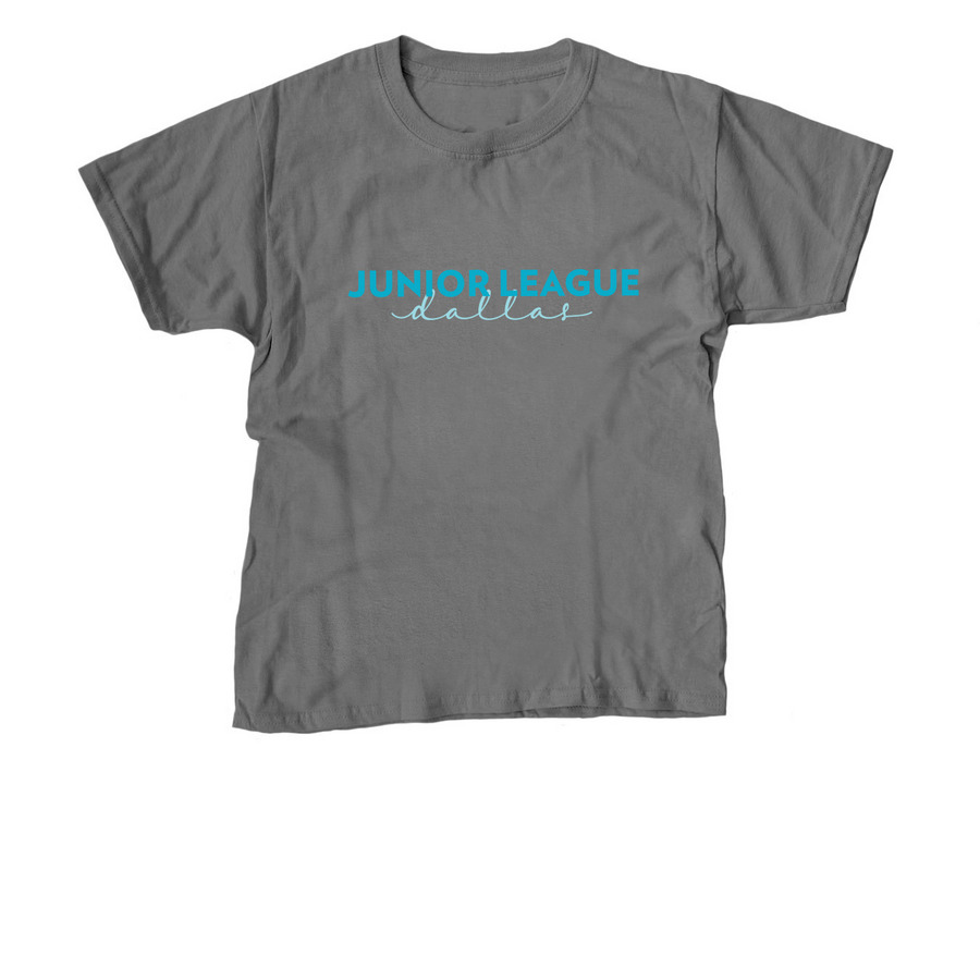 JUNIOR LEAGUE DALLAS SCRIPT, a Charcoal Youth Unisex Tee
