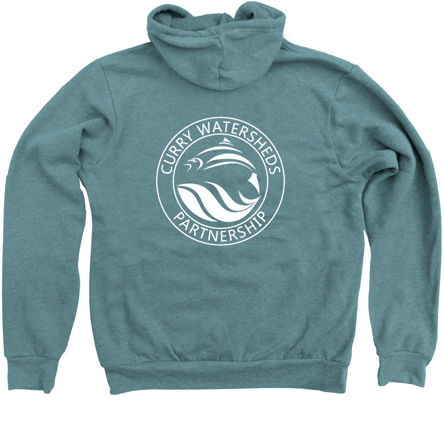 CWP Single Color Logo Sweatshirts, a Heather Deep Teal Zip Up Hoodie (back-view)