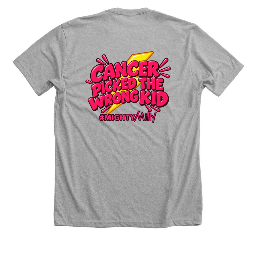 Mighty Milly, a Athletic Heather Premium Unisex Tee (back-view)